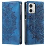 For Motorola Edge 50 Fusion Totem Embossed Magnetic Leather Phone Case(Blue)