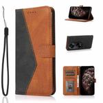 For OPPO A98 5G Dual-color Stitching Leather Phone Case(Black Brown)