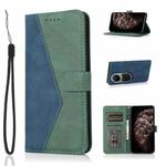 For OPPO Reno10 5G / Reno10 Pro 5G Global Dual-color Stitching Leather Phone Case(Blue Green)