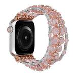 For Apple Watch SE 2023 44mm Beaded Diamond Bracelet Watch Band(Pink)