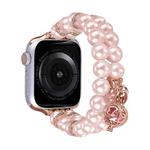 For Apple Watch SE 2023 44mm Beaded Dual Row Pearl Bracelet Watch Band(Pink)