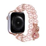 For Apple Watch Series 7 41mm Beaded Dual Row Pearl Bracelet Watch Band(Pink)