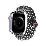 For Apple Watch Series 3 38mm Beaded Dual Row Pearl Bracelet Watch Band(Black)