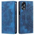 For OPPO A58 4G Totem Embossed Magnetic Leather Phone Case(Blue)