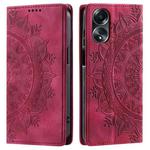 For OPPO A58 4G Totem Embossed Magnetic Leather Phone Case(Red)