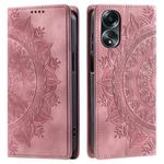 For OPPO A58 4G Totem Embossed Magnetic Leather Phone Case(Rose Gold)