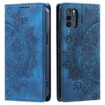 For OPPO Reno6 5G Totem Embossed Magnetic Leather Phone Case(Blue)