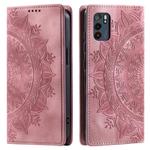 For OPPO Reno6 5G Totem Embossed Magnetic Leather Phone Case(Rose Gold)