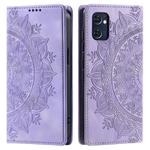For OPPO Reno7 5G Totem Embossed Magnetic Leather Phone Case(Purple)