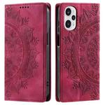 For Xiaomi Poco F5 / Redmi Note 12 Turbo Totem Embossed Magnetic Leather Phone Case(Red)