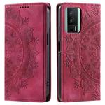 For Xiaomi Redmi K60 / K60 Pro Totem Embossed Magnetic Leather Phone Case(Red)