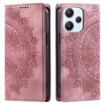 For Xiaomi Redmi 12 4G/5G / Note 12R Totem Embossed Magnetic Leather Phone Case(Rose Gold)