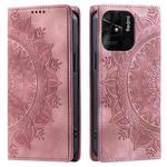 For Xiaomi Redmi 10C 4G Global / 10 India Totem Embossed Magnetic Leather Phone Case(Rose Gold)