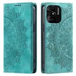 For Xiaomi Redmi 10C 4G Global / 10 India Totem Embossed Magnetic Leather Phone Case(Green)