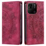 For Xiaomi Redmi 10A 4G Global / Poco C55 Totem Embossed Magnetic Leather Phone Case(Red)