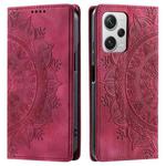 For Xiaomi Redmi Note 12 Pro+ Global Totem Embossed Magnetic Leather Phone Case(Red)