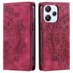 For Xiaomi Redmi 13 4G Totem Embossed Magnetic Leather Phone Case(Red)
