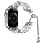 For Apple Watch Series 2 38mm Beaded Pearl Retractable Chain Watch Band(White)