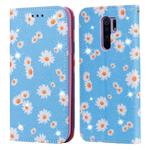 For Xiaomi Redmi 9 Glittering Daisy Magnetic Horizontal Flip Leather Case with Holder & Card Slots & Photo Frame(Blue)