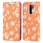For Xiaomi Redmi 9 Glittering Daisy Magnetic Horizontal Flip Leather Case with Holder & Card Slots & Photo Frame(Orange)