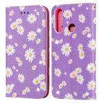 For Huawei Y6P (2020) Glittering Daisy Magnetic Horizontal Flip Leather Case with Holder & Card Slots & Photo Frame(Purple)