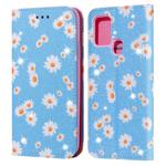 For Samsung Galaxy A21s Glittering Daisy Magnetic Horizontal Flip Leather Case with Holder & Card Slots & Photo Frame(Blue)