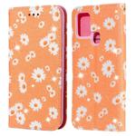 For Samsung Galaxy A21s Glittering Daisy Magnetic Horizontal Flip Leather Case with Holder & Card Slots & Photo Frame(Orange)