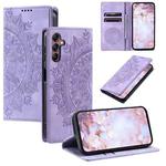For Samsung Galaxy A05s Totem Embossed Magnetic Leather Phone Case(Purple)