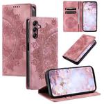 For Samsung Galaxy A24 4G Totem Embossed Magnetic Leather Phone Case(Rose Gold)