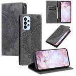 For Samsung Galaxy A72 Totem Embossed Magnetic Leather Phone Case(Grey)