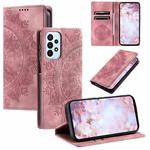 For Samsung Galaxy A73 5G Totem Embossed Magnetic Leather Phone Case(Rose Gold)