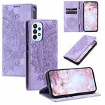 For Samsung Galaxy A73 5G Totem Embossed Magnetic Leather Phone Case(Purple)