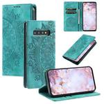 For Samsung Galaxy S10 Totem Embossed Magnetic Leather Phone Case(Green)