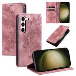 For Samsung Galaxy S23 5G Totem Embossed Magnetic Leather Phone Case(Rose Gold)