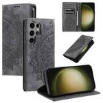 For Samsung Galaxy S23 Ultra 5G Totem Embossed Magnetic Leather Phone Case(Grey)