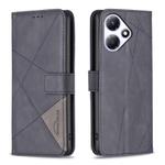 For Infinix Hot 30 Play NFC Magnetic Buckle Rhombus Texture Leather Phone Case(Black)