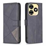 For Infinix Smart 8 Magnetic Buckle Rhombus Texture Leather Phone Case(Black)