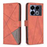 For Infinix Note 40 4G Magnetic Buckle Rhombus Texture Leather Phone Case(Brown)