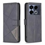 For Infinix Note 40 5G Magnetic Buckle Rhombus Texture Leather Phone Case(Black)