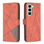 For Infinix Hot 50 5G Magnetic Buckle Rhombus Texture Leather Phone Case(Brown)