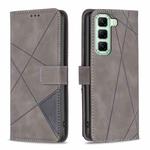 For Infinix Hot 50 5G Magnetic Buckle Rhombus Texture Leather Phone Case(Grey)