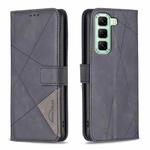 For Infinix Hot 50 5G Magnetic Buckle Rhombus Texture Leather Phone Case(Black)