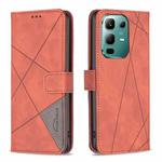For Infinix Note 50X 5G Magnetic Buckle Rhombus Texture Leather Phone Case(Brown)