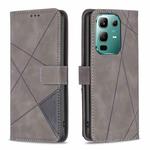 For Infinix Note 50X 5G Magnetic Buckle Rhombus Texture Leather Phone Case(Grey)