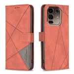 For Infinix Note 50 Pro+ 5G Magnetic Buckle Rhombus Texture Leather Phone Case(Brown)