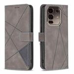 For Infinix Note 50 Pro+ 5G Magnetic Buckle Rhombus Texture Leather Phone Case(Grey)