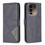 For Infinix Note 50 Pro+ 5G Magnetic Buckle Rhombus Texture Leather Phone Case(Black)