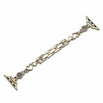 For Apple Watch SE 2023 44mm Diamond Hearts Metal Chain Watch Band(Gold)