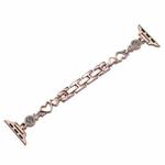 For Apple Watch SE 2023 44mm Diamond Hearts Metal Chain Watch Band(Rose Gold)