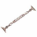 For Apple Watch Series 3 38mm Diamond Hearts Metal Chain Watch Band(Rose Gold)